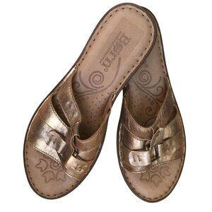 Born Gold Metallic Leather Boho Slide Comfort Sandals Woman’s 9